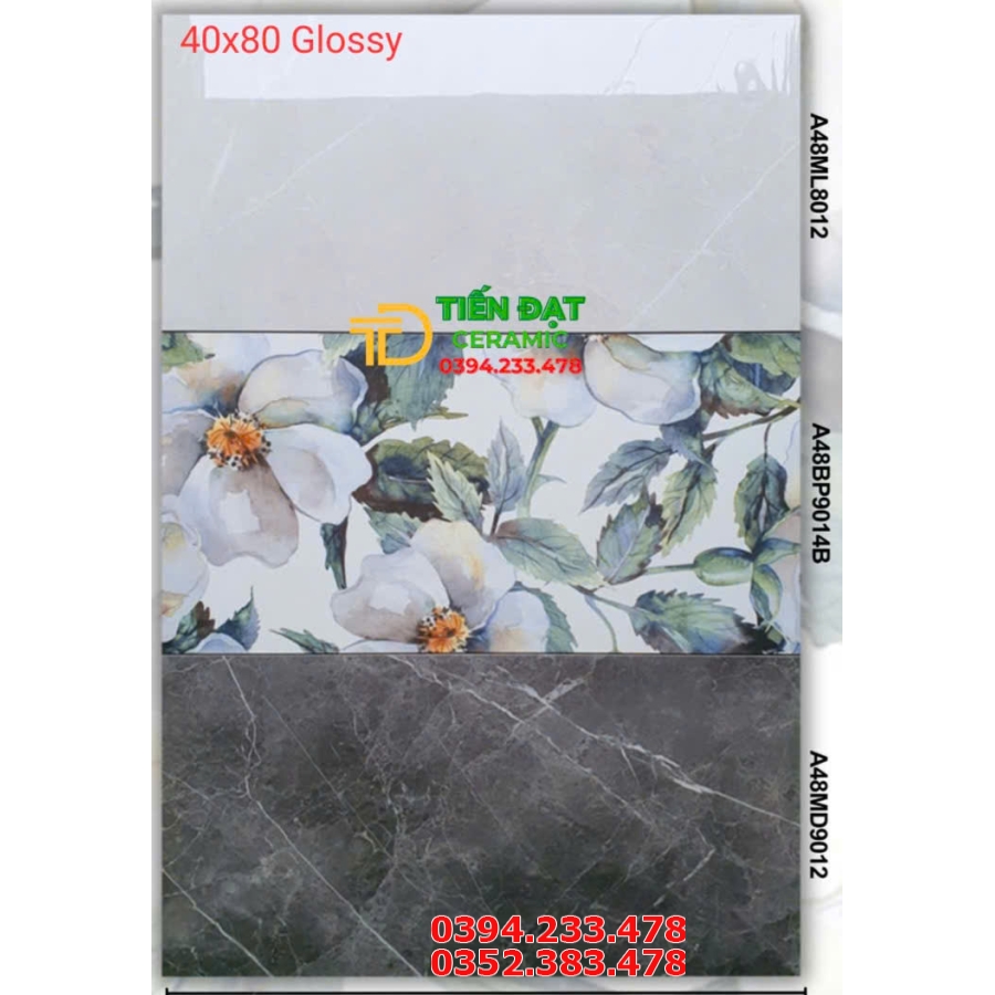 Gạch Ốp Chụ Cổng 40x80 Apodio Bóng Kiếng Vi Tinh 