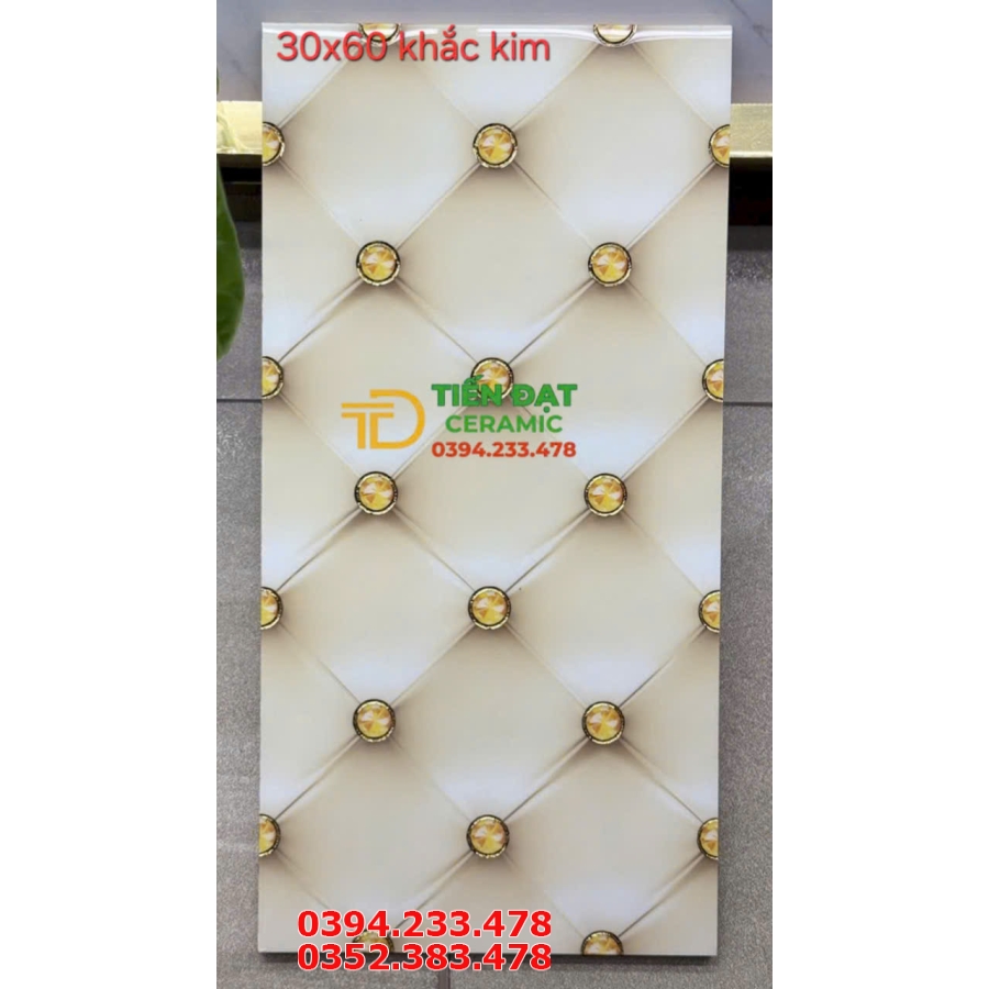 Gạch Ốp Điểm Nhấn Phòng Khách 30x60 Nhũ Kim Vàng   