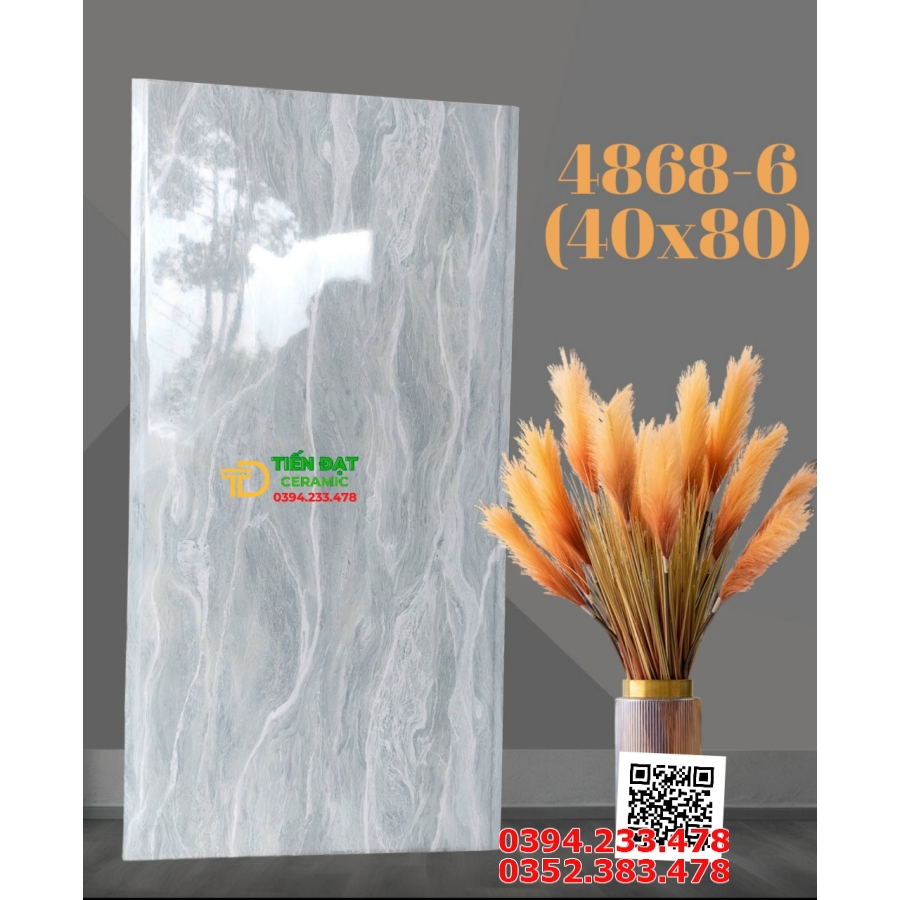 Gạch Cao Cấp TQ 40x80 Trắng Vân Mây Mẫu Mới 
