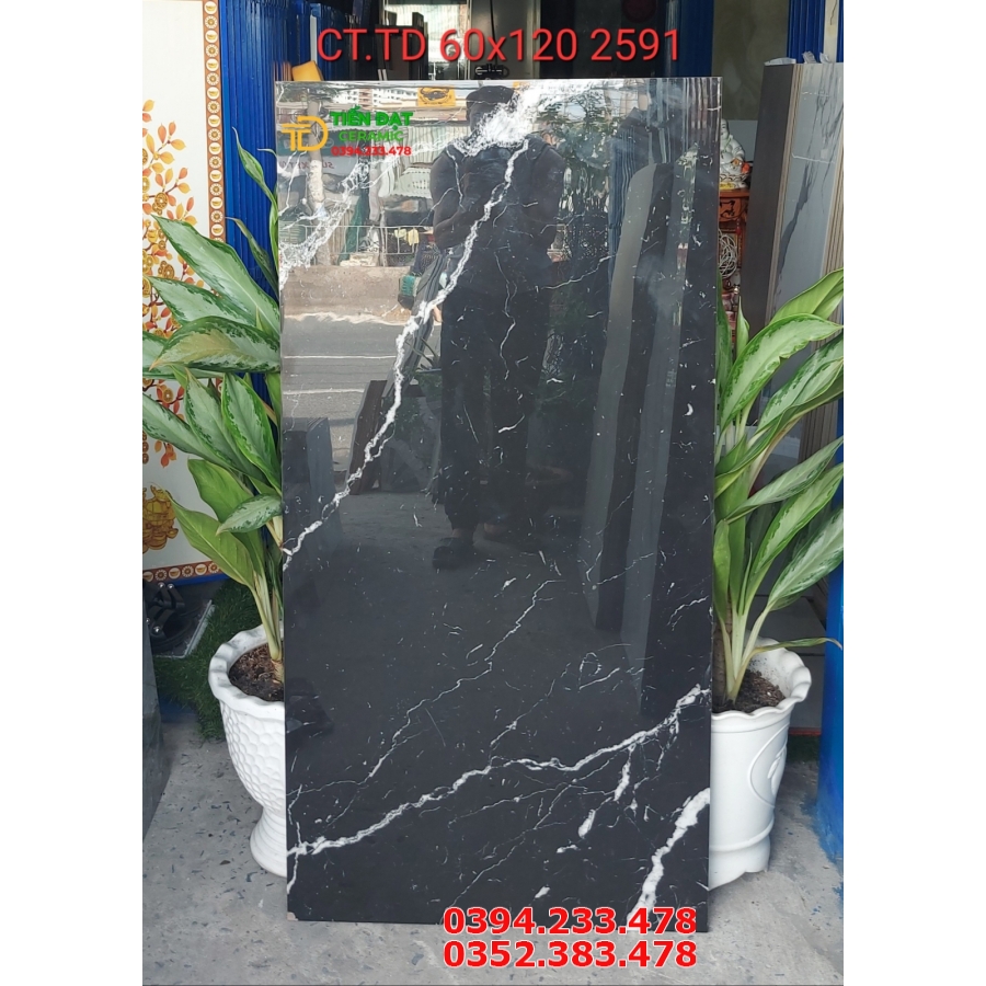 Gạch Ốp Lát 60x120 Đen Trắng Bóng Kiếng Mẫu Mới