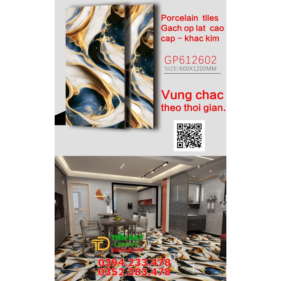 Đại Lý Gạch Trung Quốc 60x120 Nhũ Vàng Tại Lý Thường Kiệt