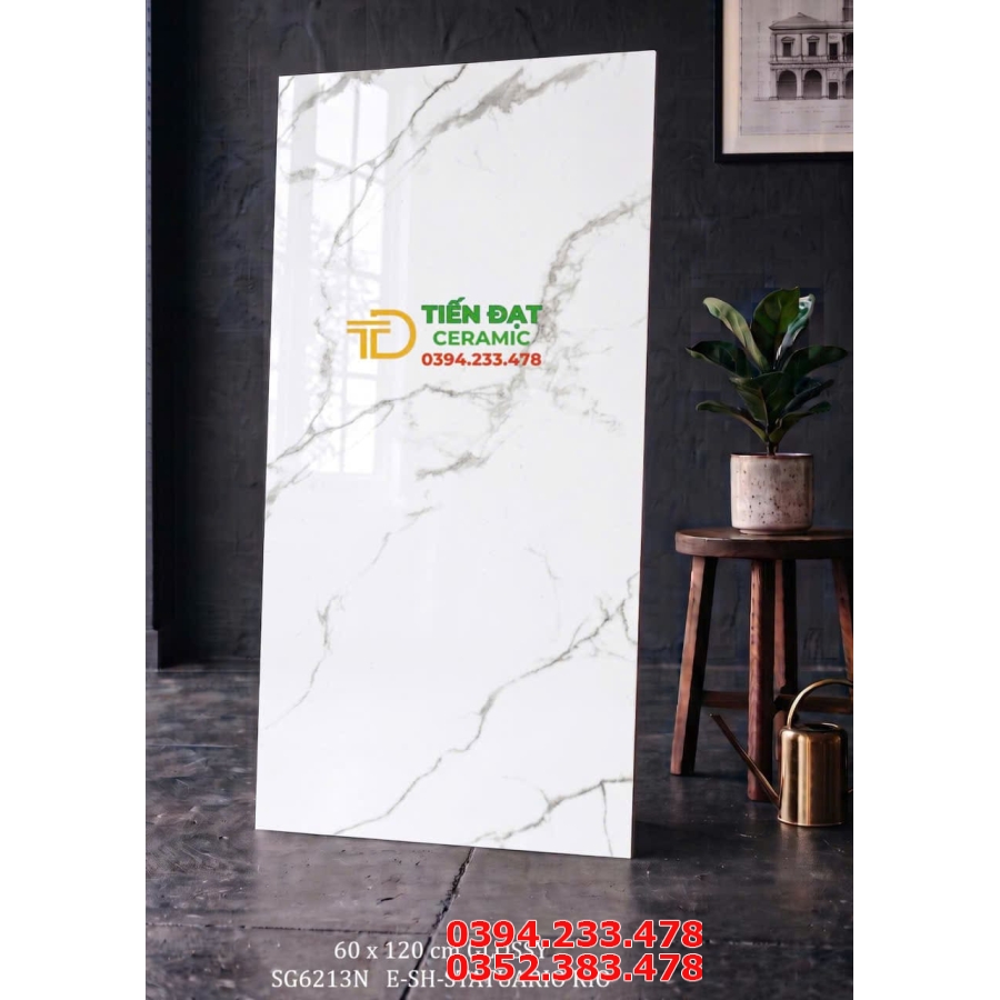 Gạch Ốp Lát 60x120 Trắng Vân Xám Vi Tinh Mới Đẹp