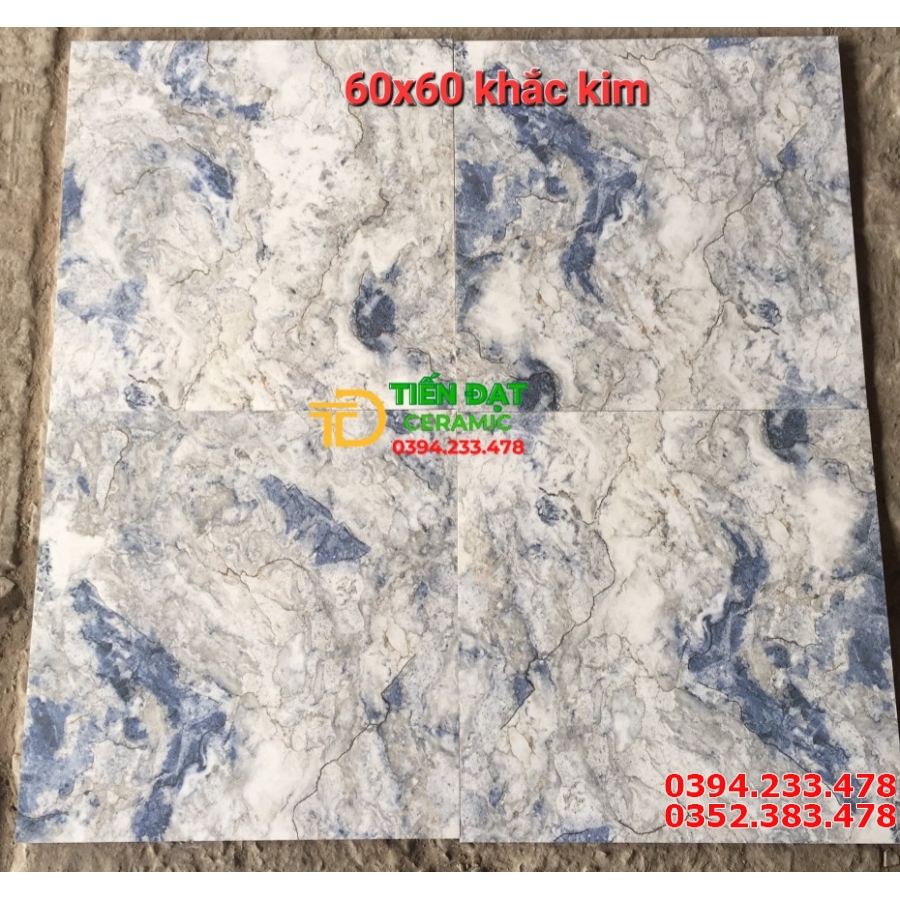 Gạch Ốp Lát 60x60 Cao Cấp Xanh Đậm Nhũ Vàng