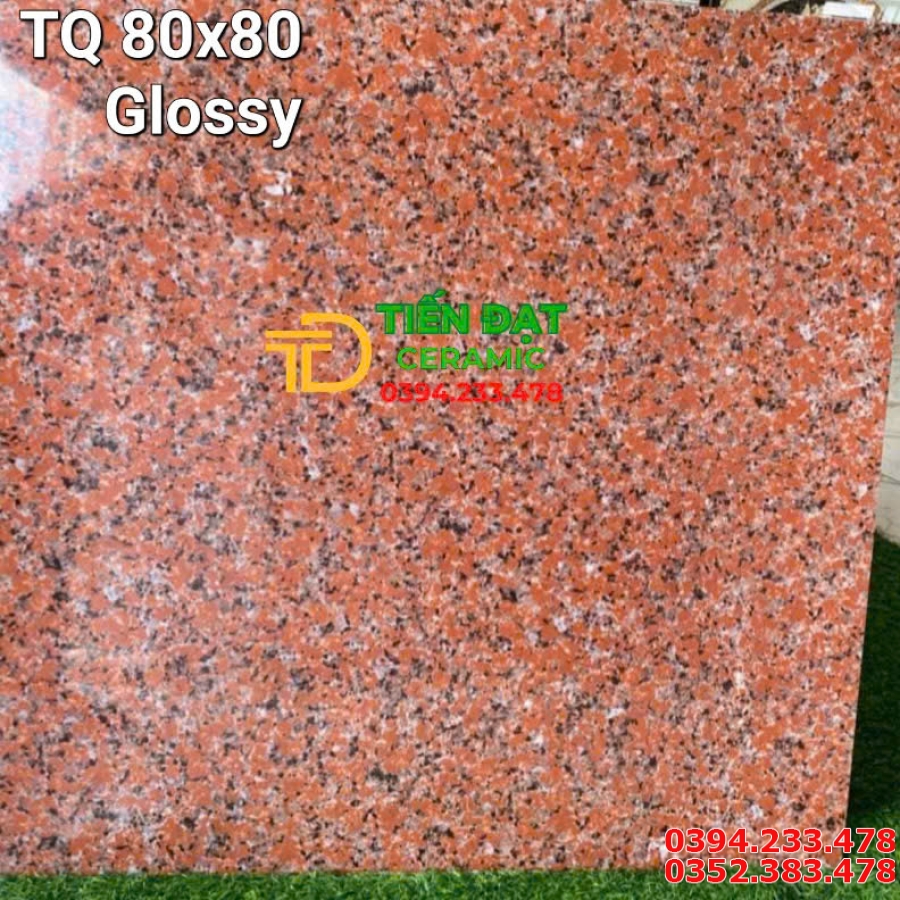Đá Bóng Kiếng TQ 80x80 Đỏ Đen Hoa Cương Ốp Lát