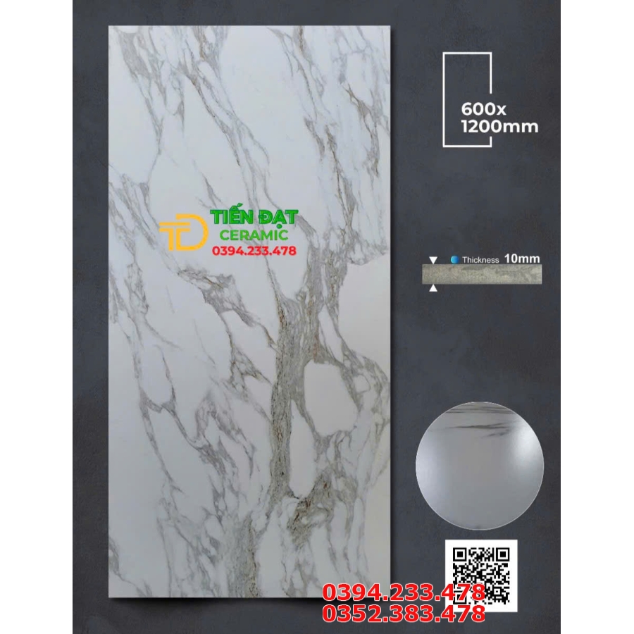 Gạch Ốp Lát Apodio 60x120 Đá Mờ Mịn Trắng Vân Xám 