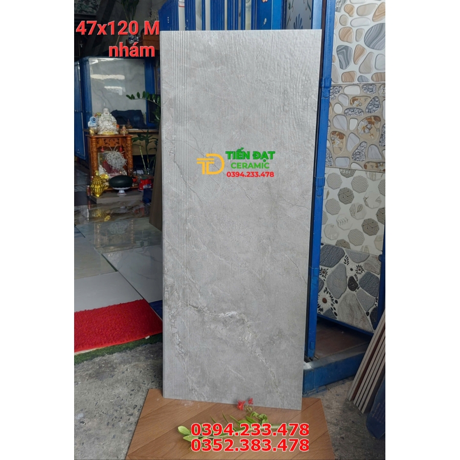 Gạch Ốp Lát Cầu Thang Tam Cấp 47x120 Vân Giả Đá Mờ Matt