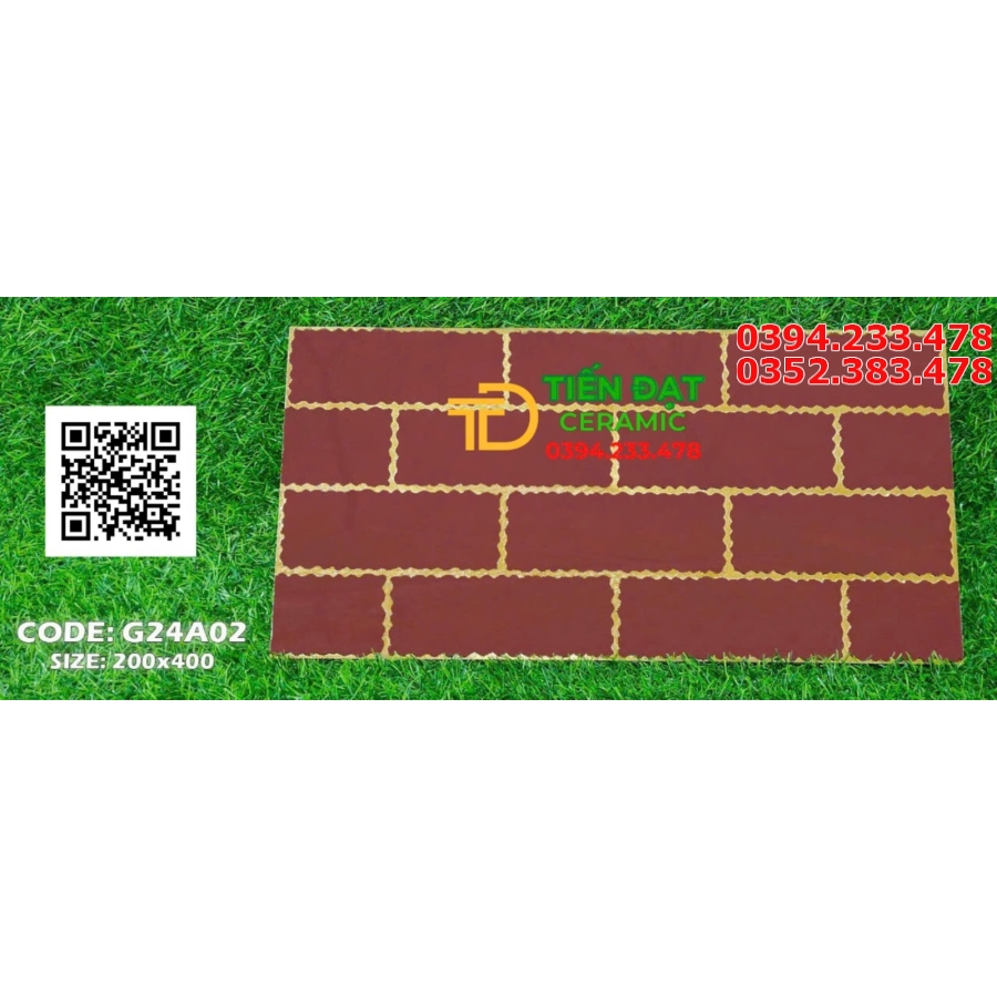 Gạch Ốp Lát Điểm Nhấn 20x40 Đỏ Khắc Kim