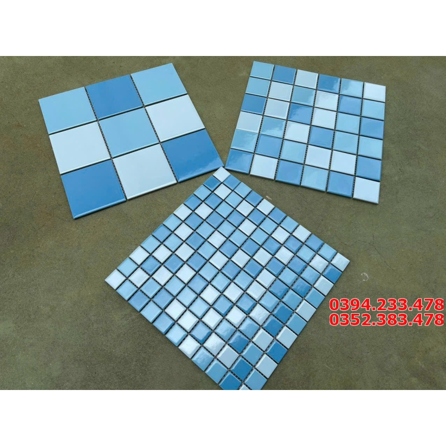 Gạch Ốp Lát Hồ Bơi 30x30 Mosaic Xanh Trắng 