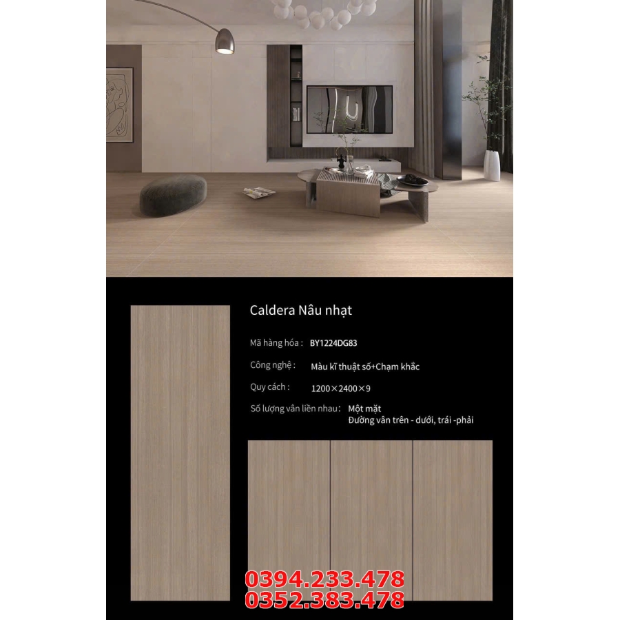 Gạch Ốp Lát Khổ Lớn TQ 120x240 Đá Mờ Nâu Nhạt