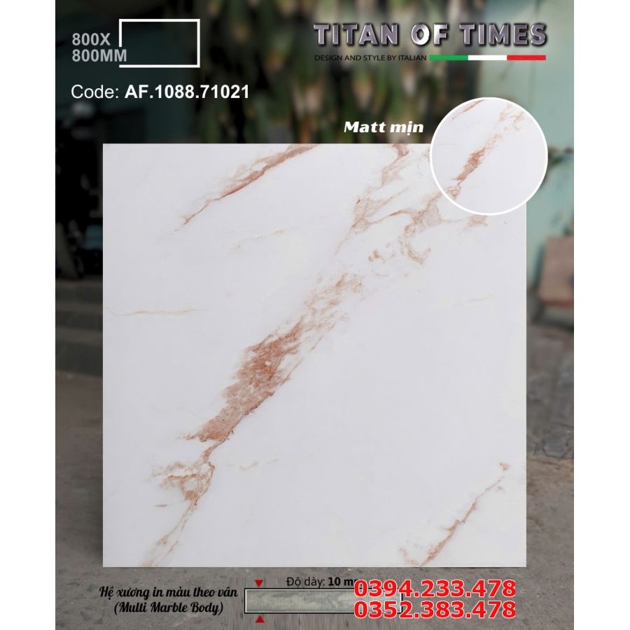 Gạch Ốp Lát Mờ Bóng 80x80 Trắng Vân Nâu Mẫu Mới