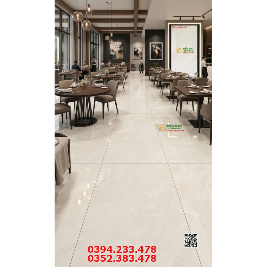 Gạch Khổ Lớn 80x160 Lát Nền Nhà Hàng Cao Cấp