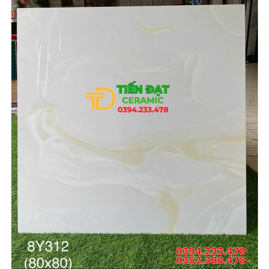 Gạch Ốp Lát Phòng Khách 80x80 TQ Trắng Vàng