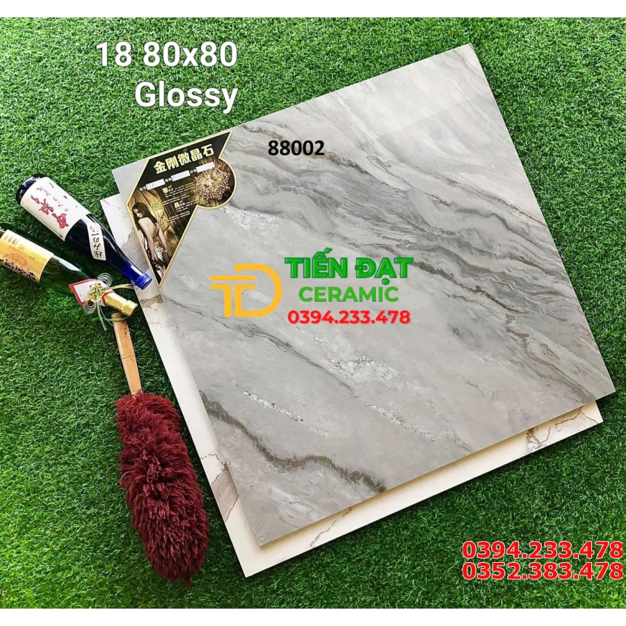 Gạch Ốp Lát Phòng Khách 80x80 TQ Vân Xám Ánh Kim 