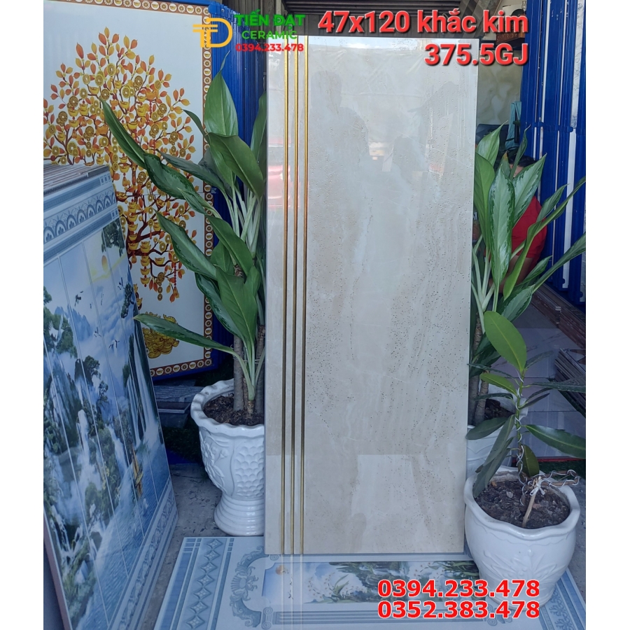 Gạch Ốp Lát Tam Cấp Cầu Thang 47x120 TQ Nhũ Vàng