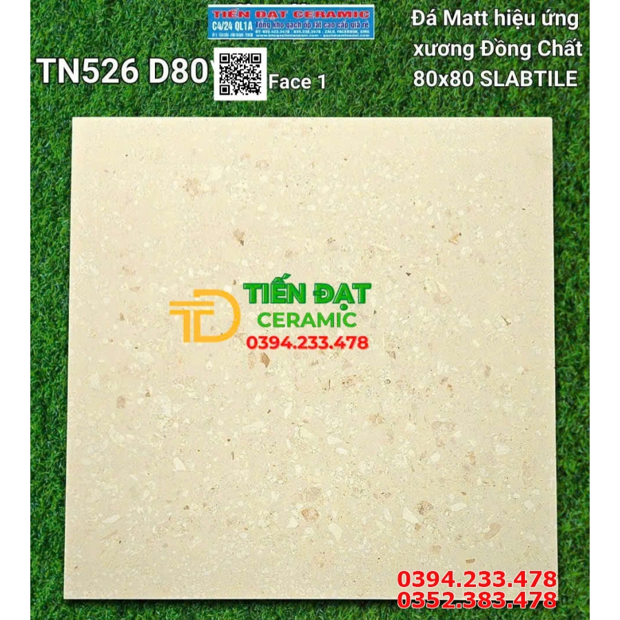 Gạch Ốp Lát Trung Đô 80x80 Đá Mờ Màu Vàng Đồng Chất 