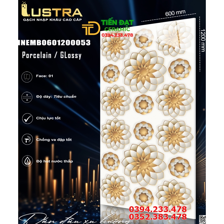 Gạch Ốp Mặt Tiền 60x120 Điểm Nhấn Hoa Văn Đẹp