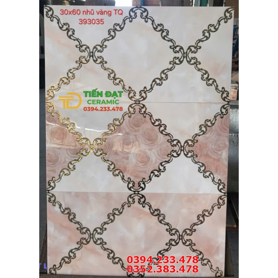 Gạch Ốp Trang Trí Biệt Thự 30x60 Khắc Ánh Vàng màu Nâu Nhạt