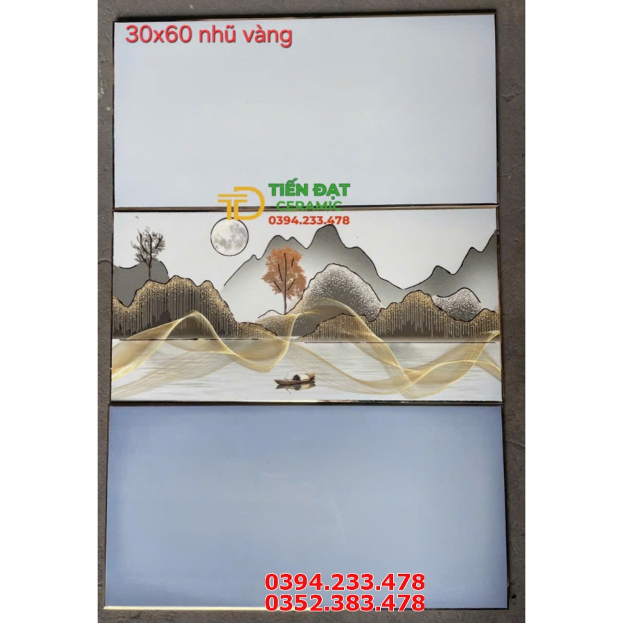 Gạch Ốp Tường 30x60 Bộ Xanh Đậm Nhạt Ánh Kim Tuyến