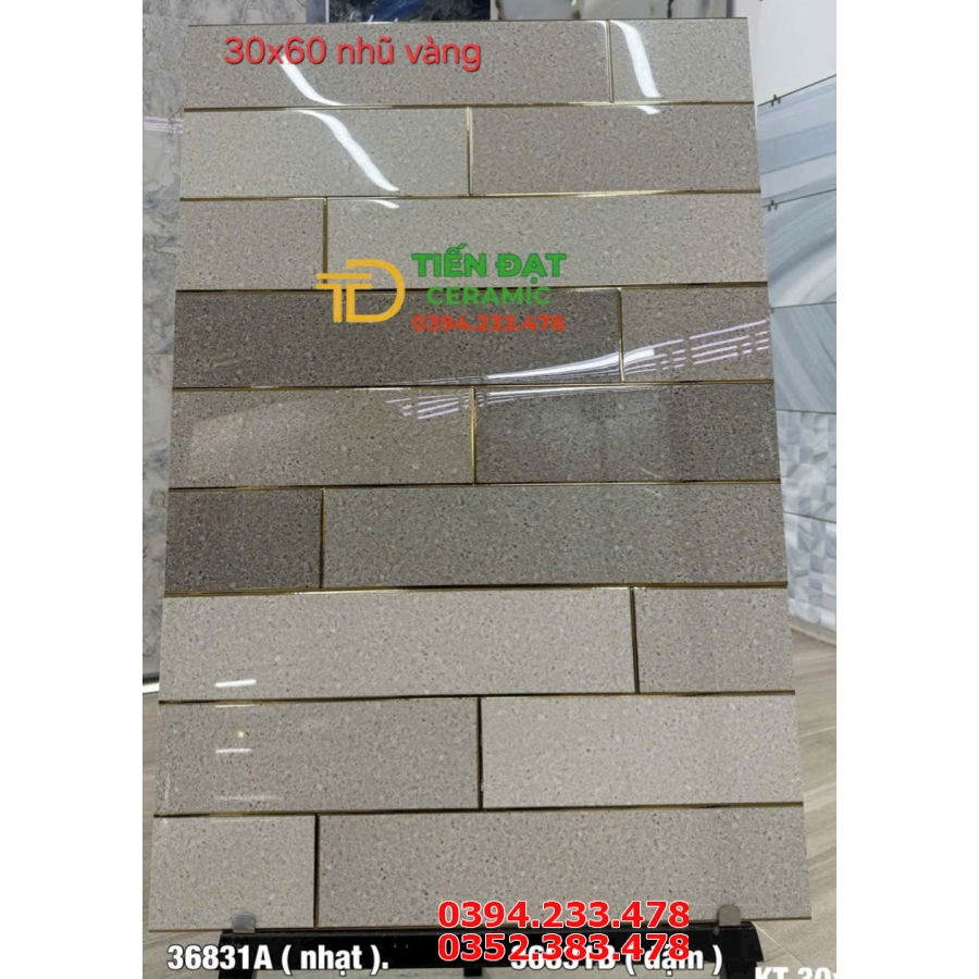 Gạch Ốp Tường 30x60 Khắc Kim Vân Xám Đậm Nhạt