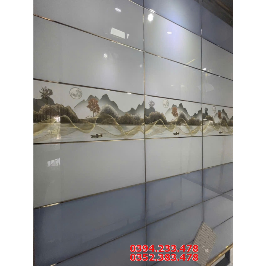Gạch Ốp Tường 30x60 Bộ Xanh Đậm Nhạt Ánh Kim Tuyến