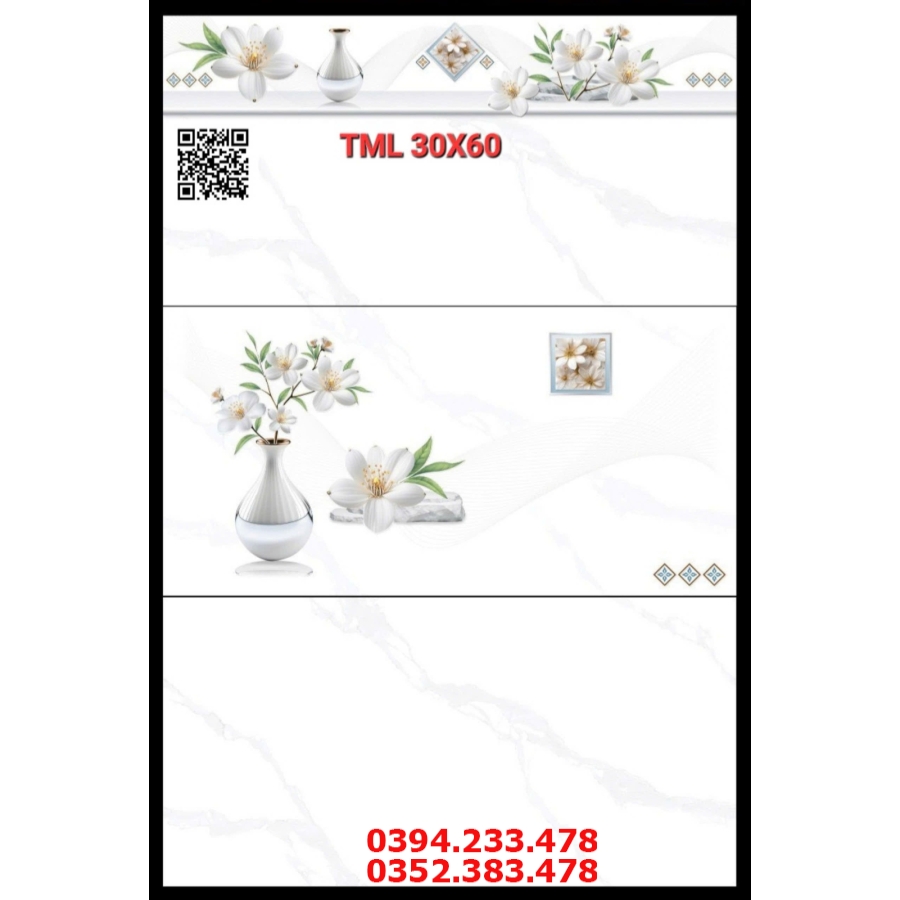 Gạch Ốp Tường 30x60 Trắng Vân To Xả Kho Giá Rẻ