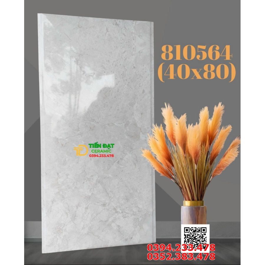 Gạch Đá Bóng Kiếng 40x80 Trắng Trơn TQ Cao Cấp