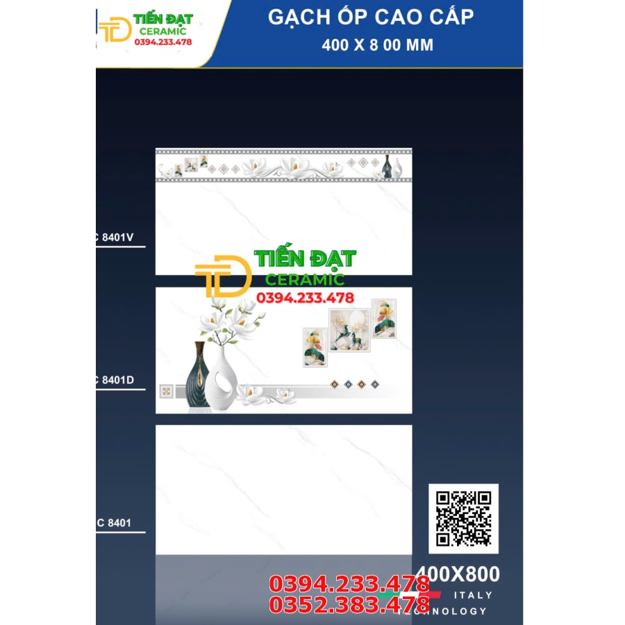 Gạch Ốp Tường 40x80 Trắng Vân Khói Xả Kho Giá Rẻ