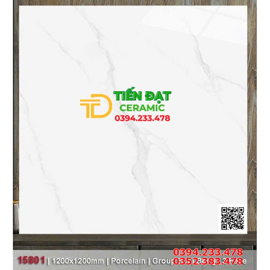 Gạch Ốp Tường Catalan 120x120 Trắng Vân Bóng Kiếng