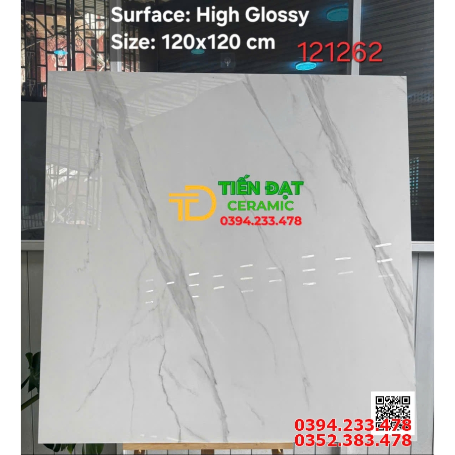 Gạch Ốp Tường Khổ Lớn Cao Cấp 120x120 Trắng Vân Vi Tinh