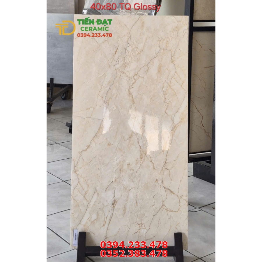 Gạch Ốp Tường TQ 40x80 Vân Vàng Bóng Kiếng Kim Cường