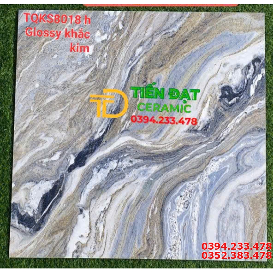 Gạch Ốp Tường TQ 80x80 Vân Đẹp Giả Đá Khắc Kim