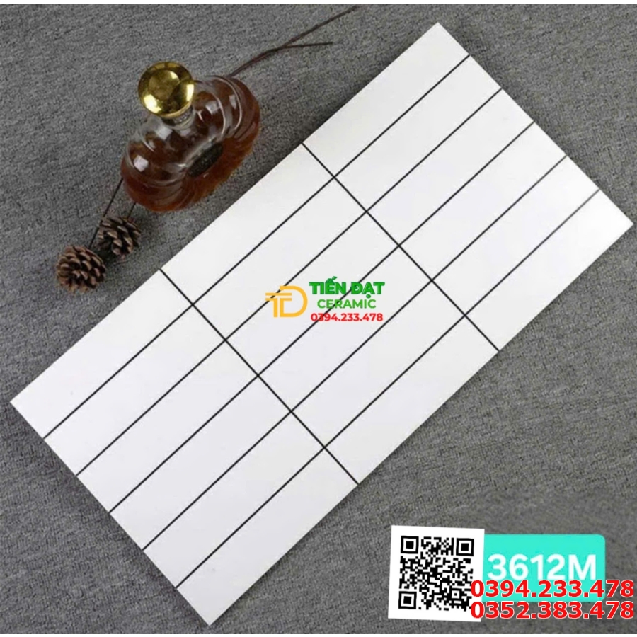 Gạch Ốp Tường TQ Cao CẤp 240x60 Trắng Vân Sọc