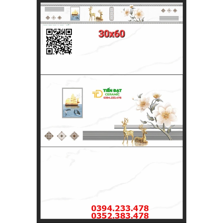 Gạch Ốp Tường Trắng Vân 30x60 Tại Long An Giá Rẻ