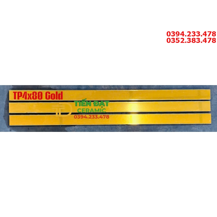 Gạch Viền Chỉ Vàng 4x80 Ốp Tường Trơn Bóng Vàng