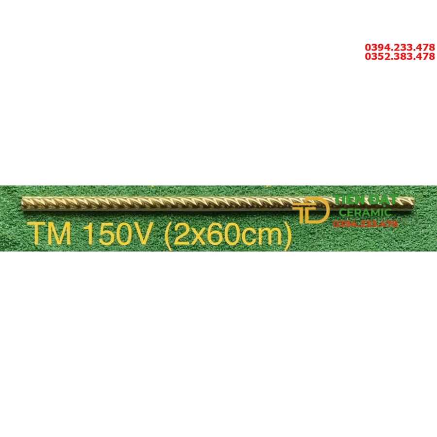 Gạch Thanh Đũa 2x60 Đường Gân Nổi Nhũ Vàng