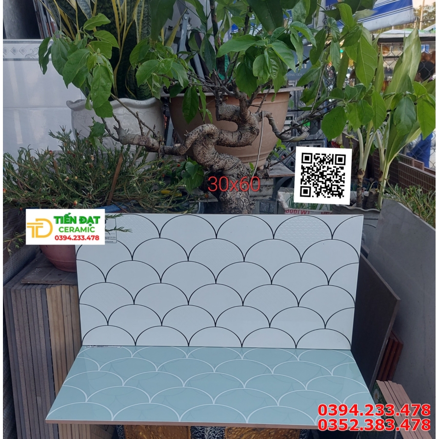 Gạch Ốp Tường Giá Rẻ 30x60 Vân Trắng Vẩy Cá 