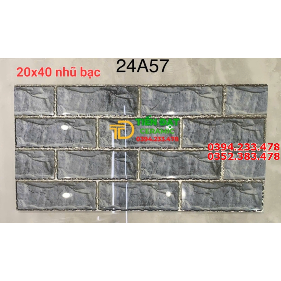 Gạch Trang Trí TQ 20x40 Vân Giả Đá Nhũ Vàng