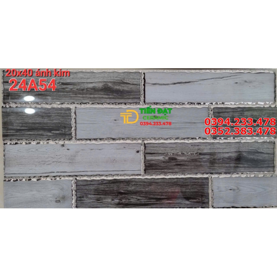 Gạch Trang Trí TQ 20x40 Vân Giả Gỗ Nhũ Bạc