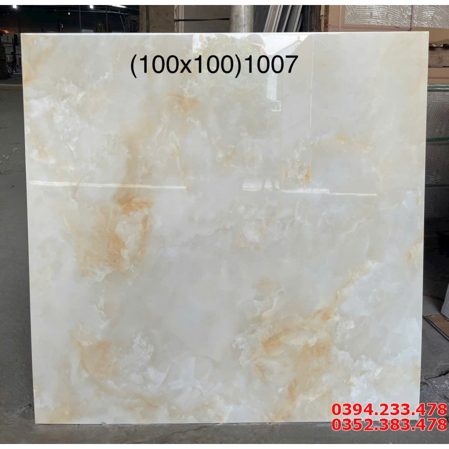 Gạch Trắng Vàng Ngọc Thạch TQ 100x100 Khổ Lớn Ốp Tường