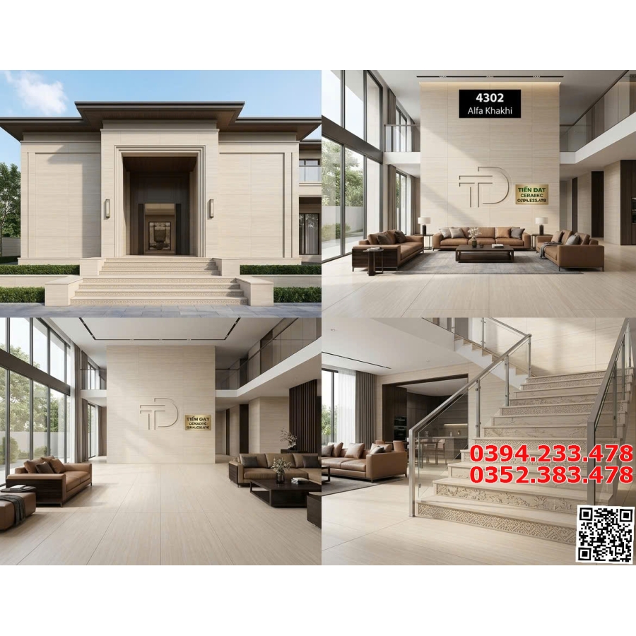 Gạch Vân Gỗ Hiệu Ứng Carving 120x180 Ốp Lát Biệt Thự Cao Cấp