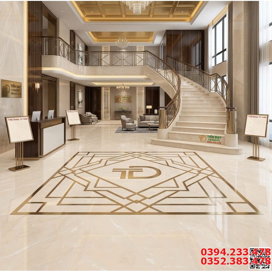 Gạch Vân Vàng 100x100 Ấn Độ Ốp Tường Lát Nền Mới Đẹp