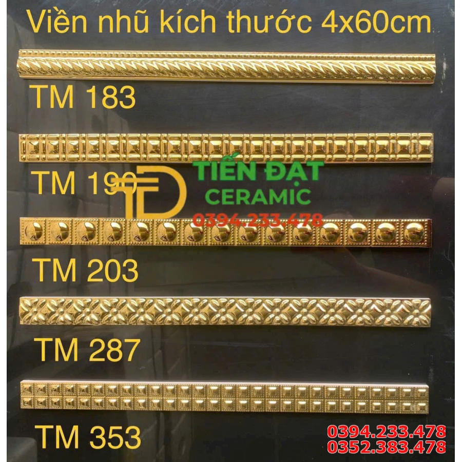 Gạch Viền Nhũ Vàng 4x60 Trang Trí Điểm Nhấn Khách Sạn