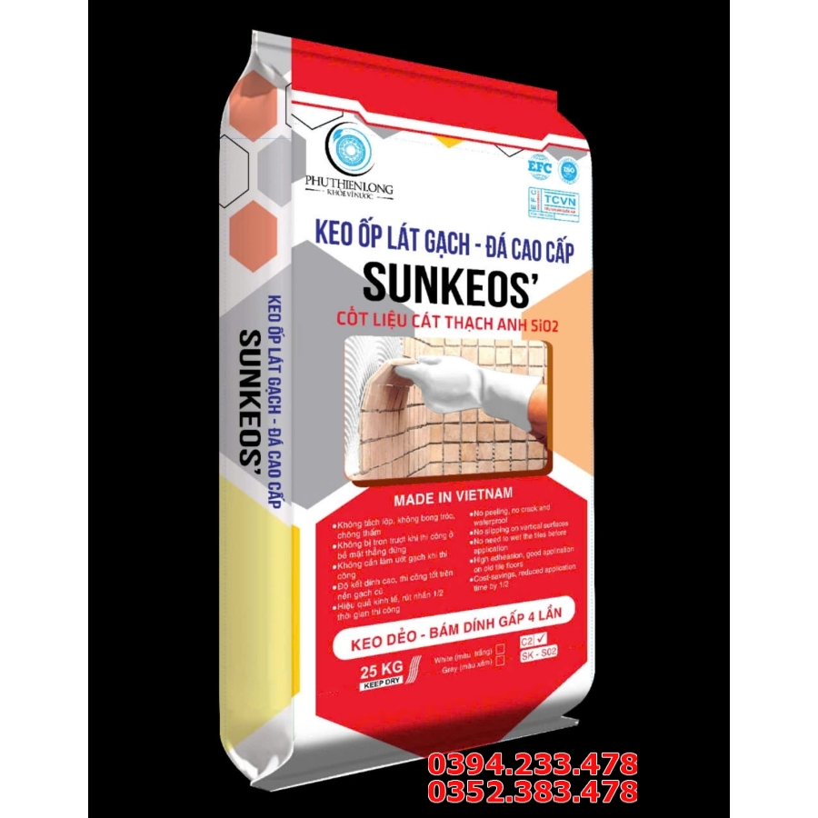 Keo Dán Gạch Đá Khổ Lớn Cao Cấp Sunkeos