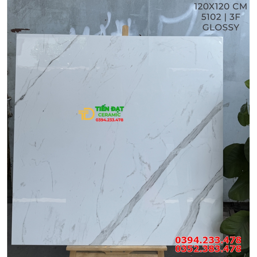 Kho Gạch Ấn Độ Tại Lâm Đồng Trắng Vân To 120x120