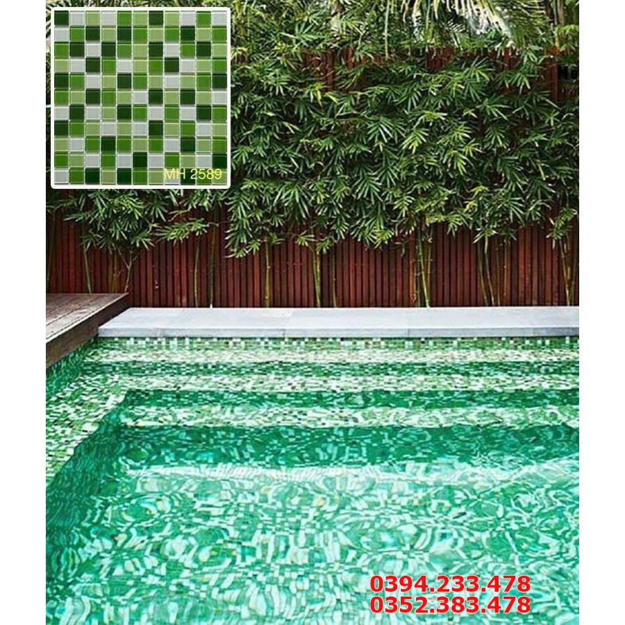 Gạch Lý Gạch Mosaic 30x30 Ốp Bể Bơi Tại Phú Quốc