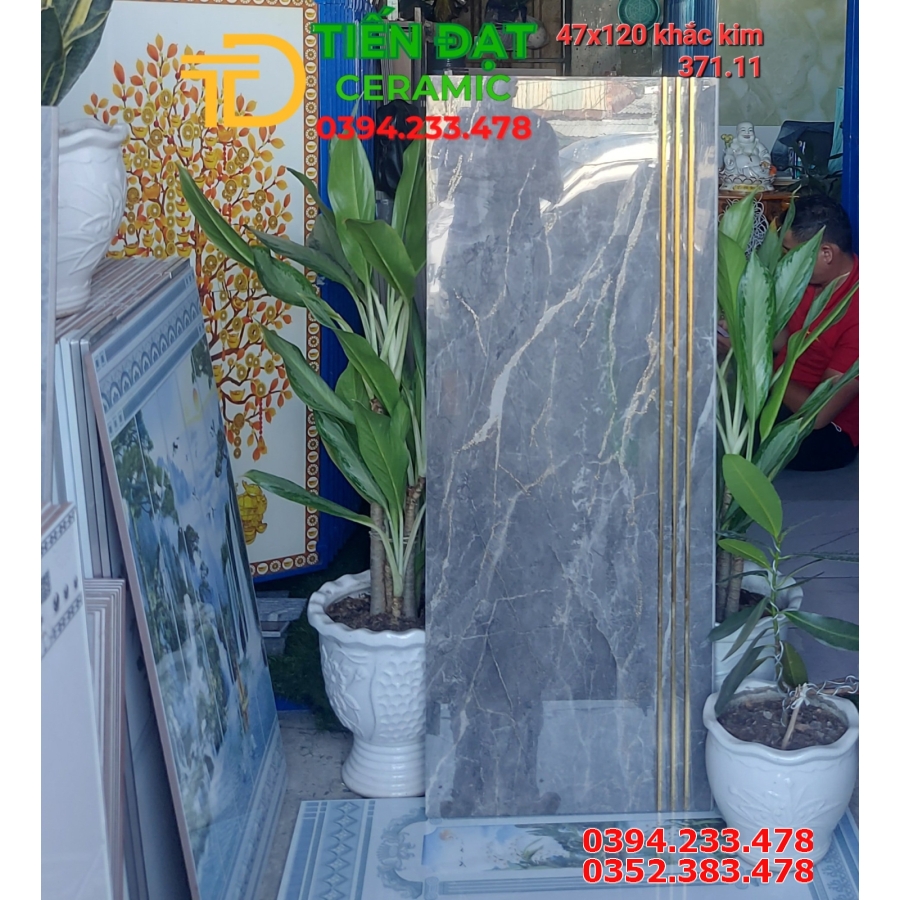 Gạch Ốp Lát Tam Cấp Cầu Thang 47x120 TQ Nhũ Vàng