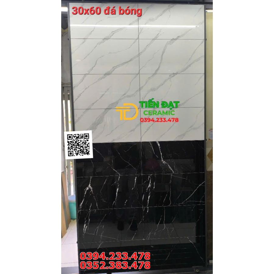 Kho Gạch Ốp Lát Apodio 30x60 Đen Vân Trắng Giá Rẻ