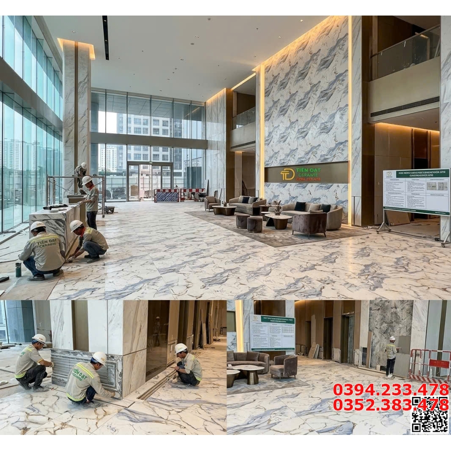 Gạch Bóng Kiếng TQ Nhũ Vàng 60x60 Ốp Lát Đại Sảnh Lớn