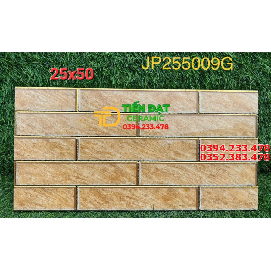 Kho Gạch Trang Trí Cao Cấp TQ 25x50 Màu Vàng Nhũ Kim