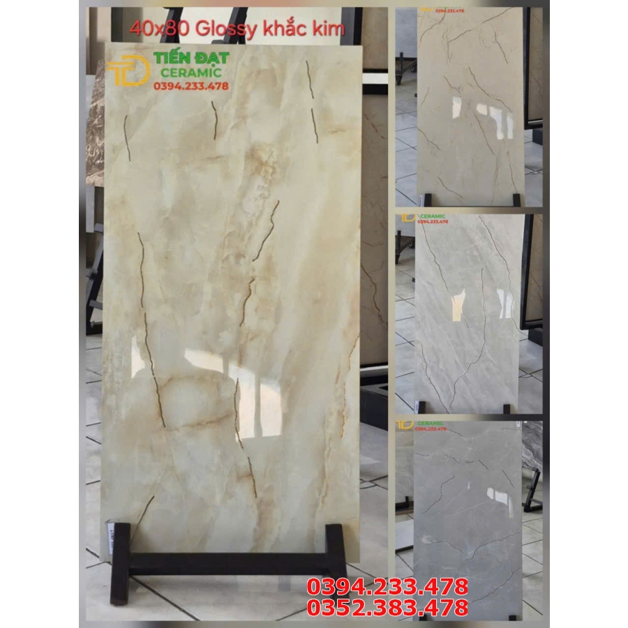 Kho Gạch Trung Quốc 40x80 Nhũ Vàng Dán Tường